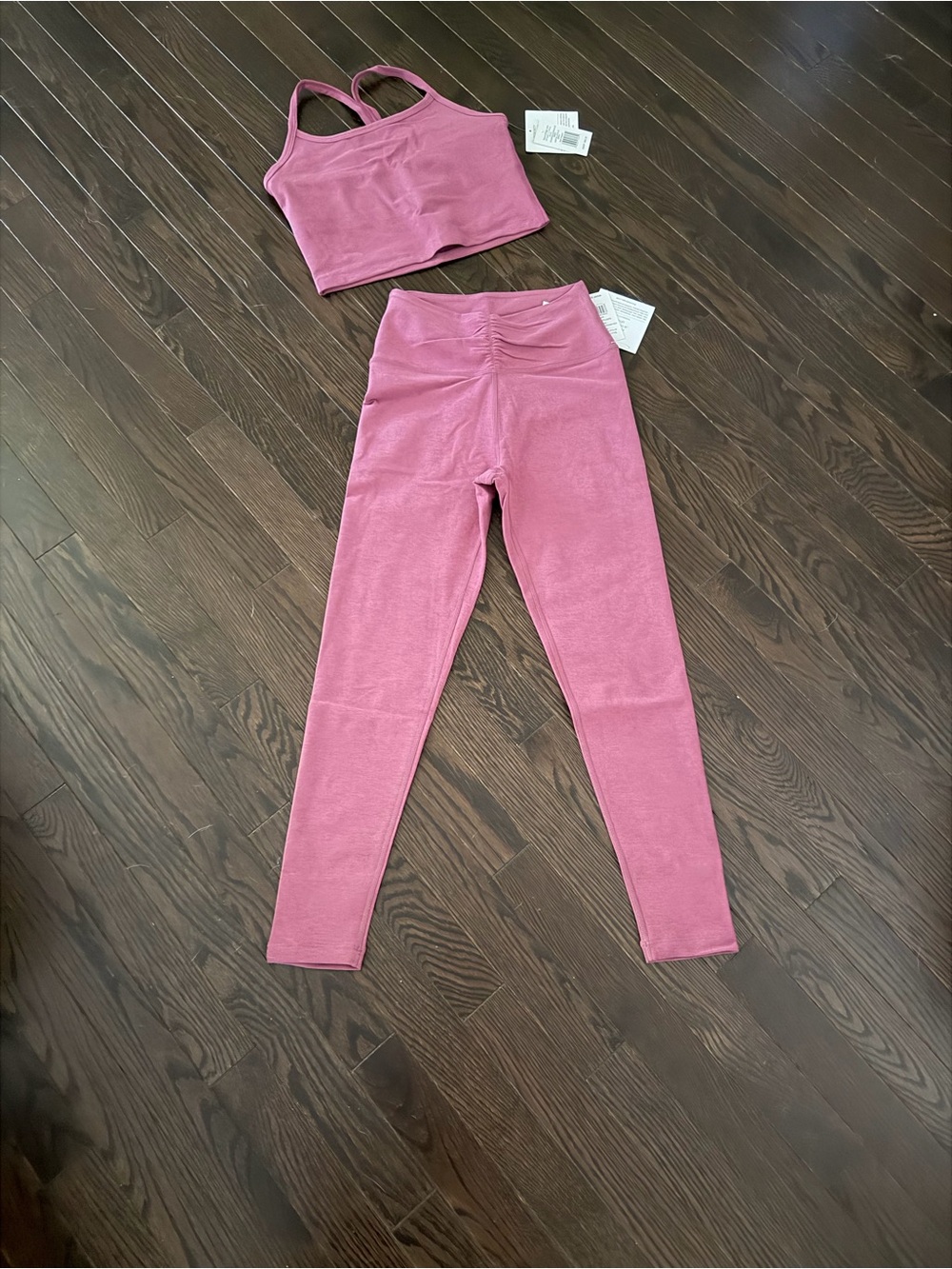 Beyond Yoga Centered Midi Legging and Slim Racerback Tank, Mauve, NWT, Size M